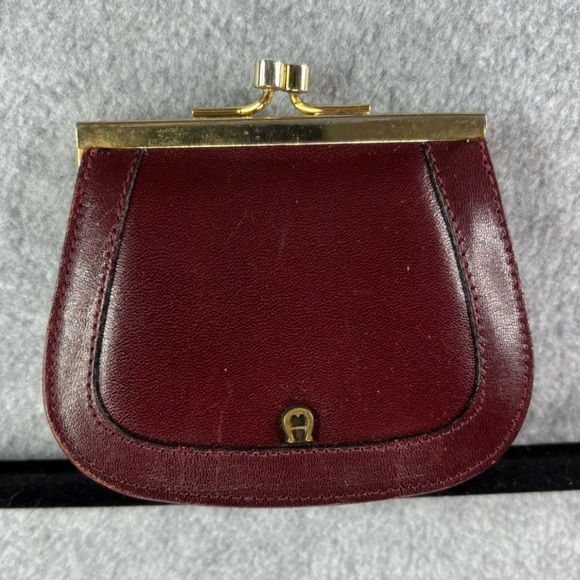 Vintage 60s ETIENNE AIGNER Small Leather Card Wallet Kisslock Coin Purse ITALY - Picture 1 of 9